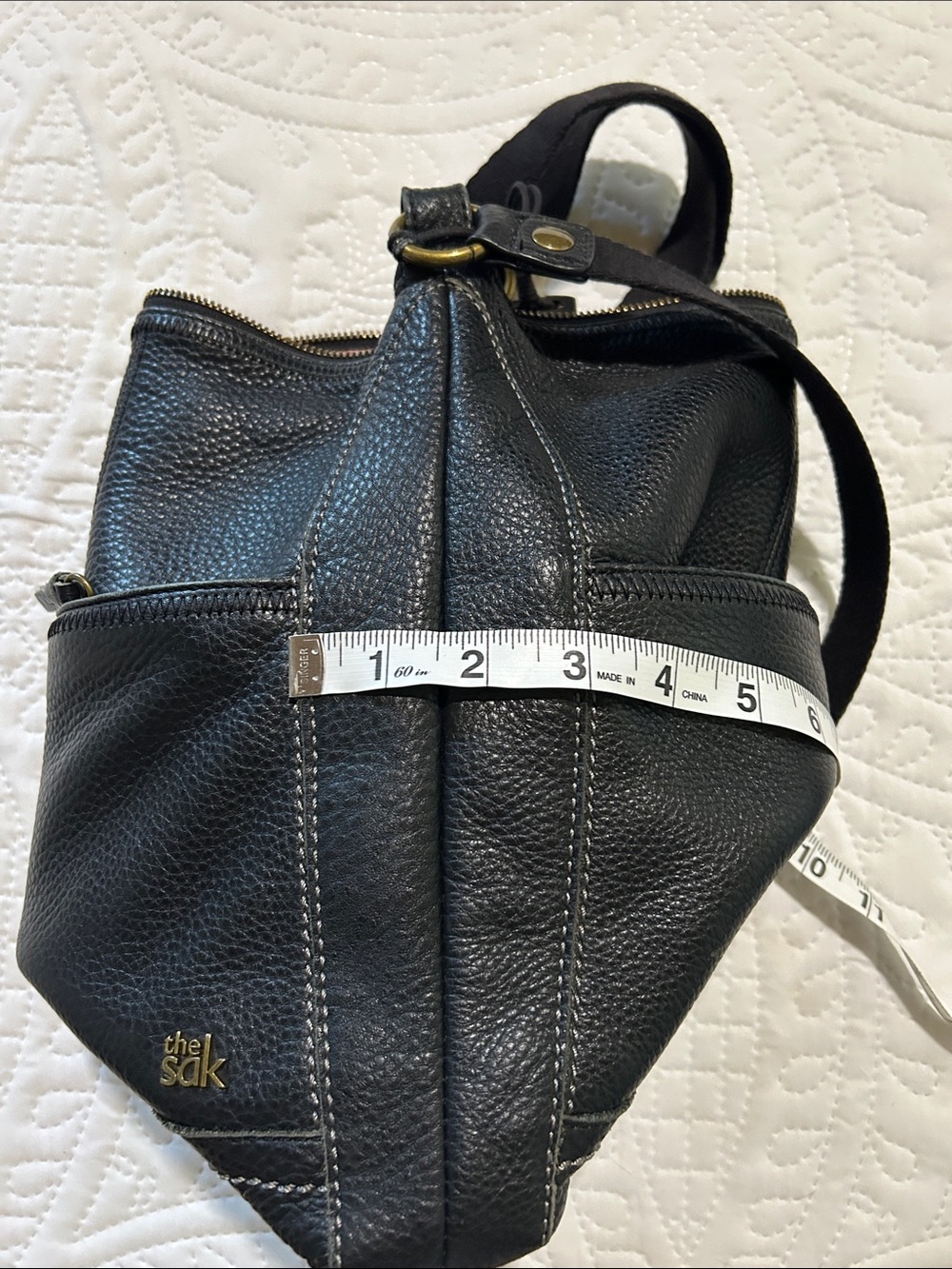 The Sak Black Pebbled Leather Crossbody with Gold Charm - Picture 15 of 15